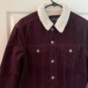 Plum Sherpa Lined Corduroy Jacket